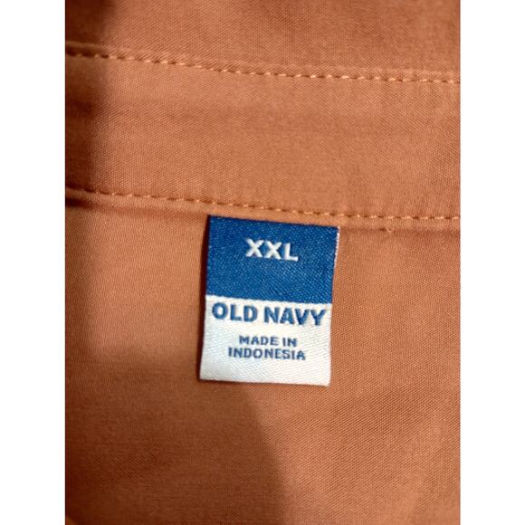 Old Navy Shirt Mens 2XL Brown Utility Button Up Long Sleeve Workwear Pockets - Picture 5 of 7